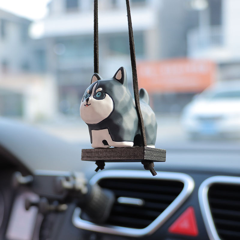 5 Wood Carving Wind Dog Ornaments Resin Cartoon Doll Car Decorations Car Rearview Mirror Pendant Pendant