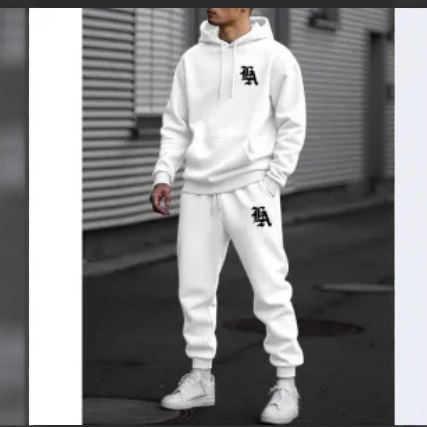 Cross-Border Autumn and Winter Men's Pullover Fleece Hoodie Sweatshirt Suit Printed Casual Sports Suit Manufacturer Batch