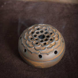 复古铁锈釉沉香炉创意檀香盘香炉室内茶道点香器塔香炉香道线香座