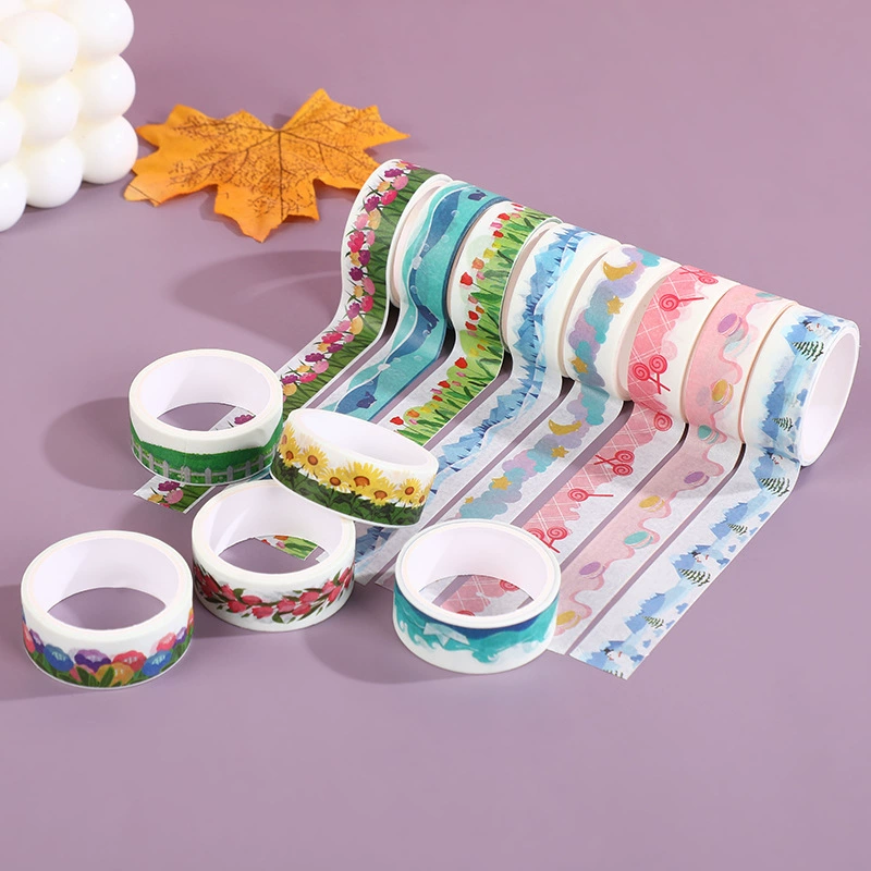 60 рулованных коробок и бумажная лента handmade DIY декоративные границы рукоподчёт руки, бумажное цветок, трава и звезды облака четыре времени года