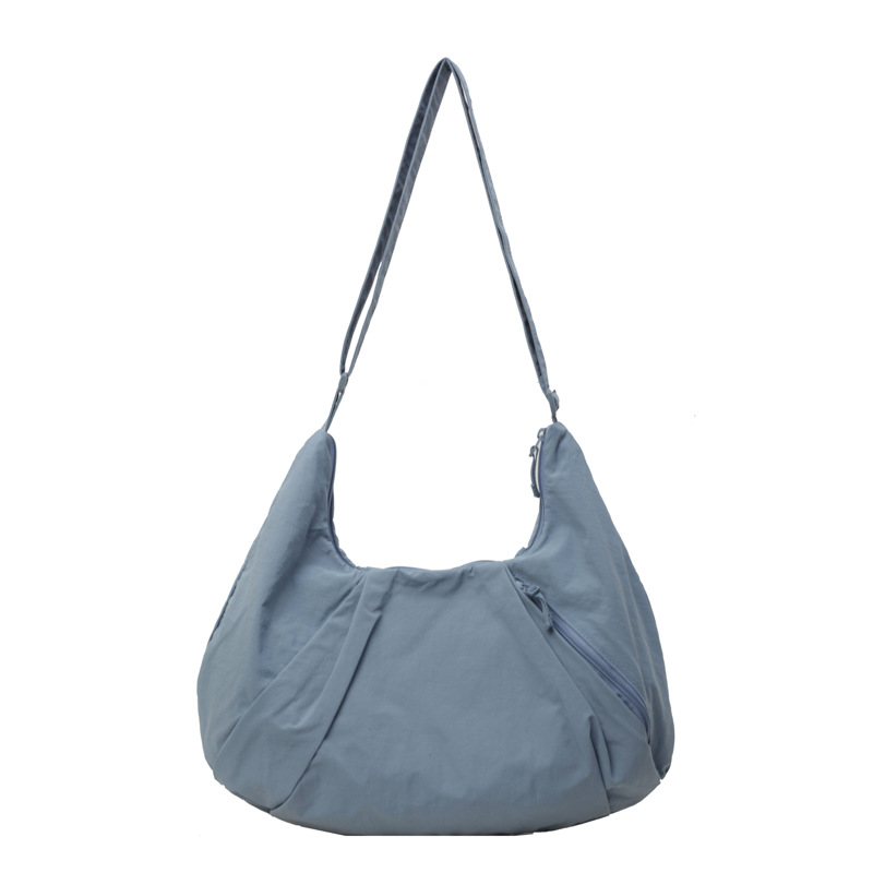 Japanese Style Pleated Crossbody Bag For Women, Large Capacity Solid Color Nylon Dumpling Bag, Commuter Shoulder Bag For Students - Thumbnail 4