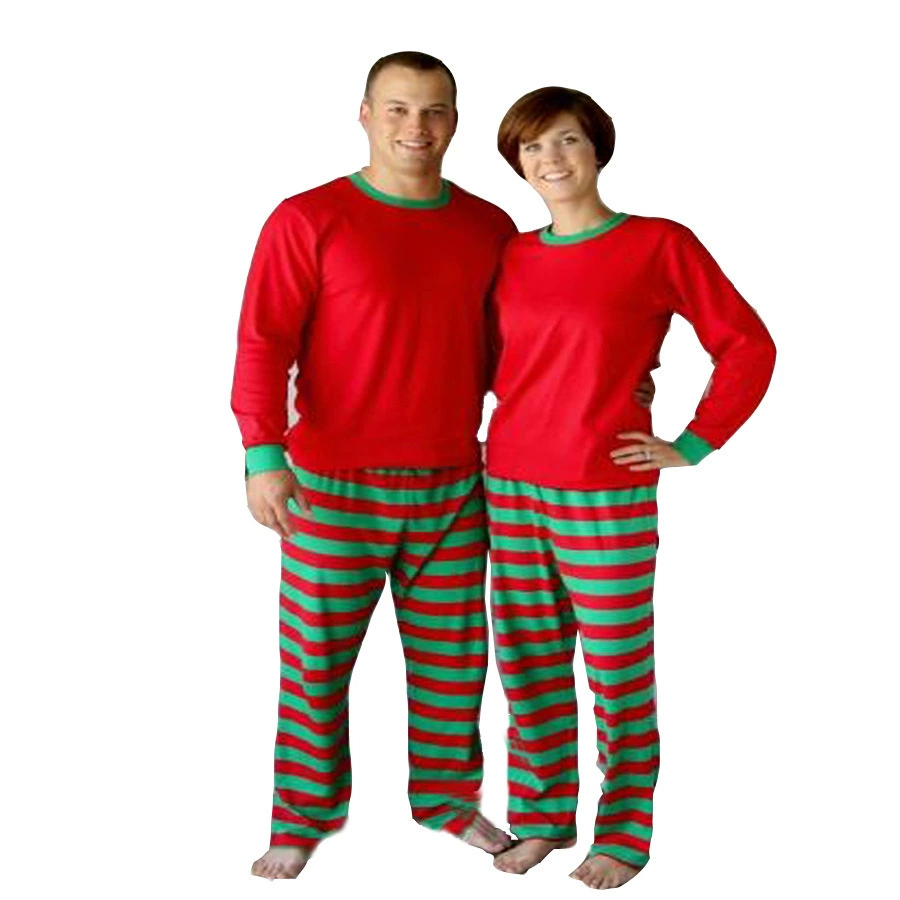 Christmas family pajama set, European style, matching parent‑child striped sleepwear