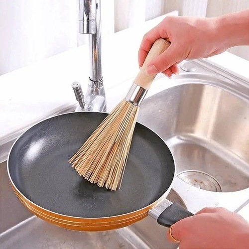 Household Pot Cleaning Gadget, Pot Scrubber, Washing Pot Scrubber, Dishwashing Pot Scrubber, Kitchen Long Handle Bamboo Pot Scrubber, Wholesale