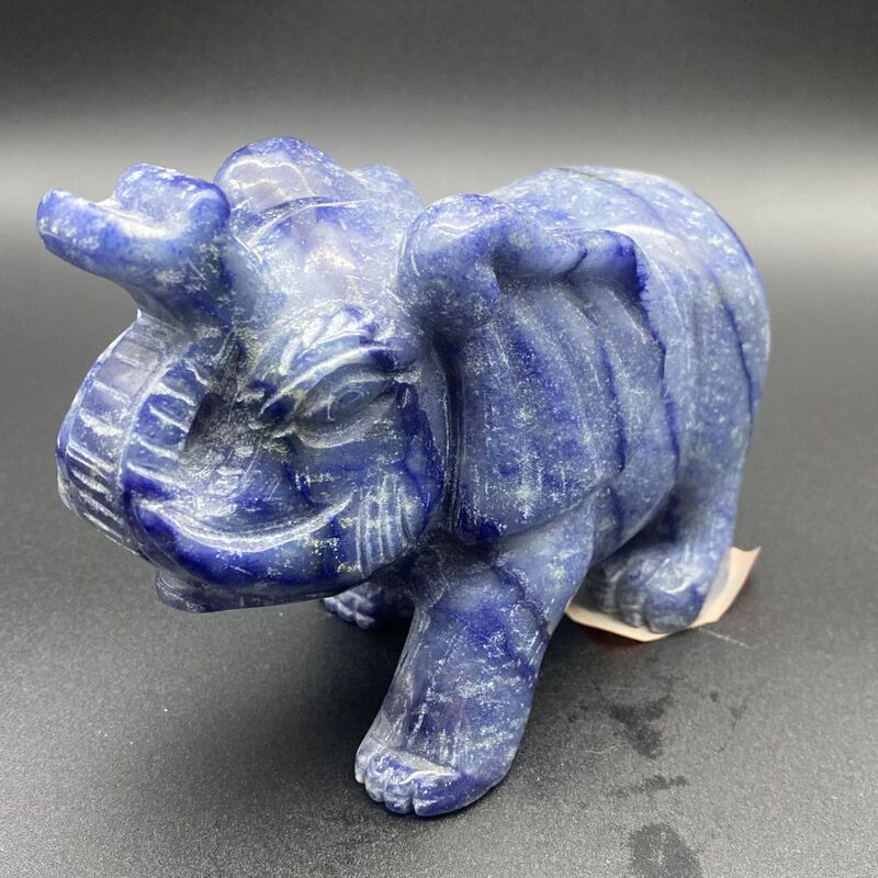 天然精品蓝纹大象手工雕刻件桌面摆件手工雕刻件装饰 图 14