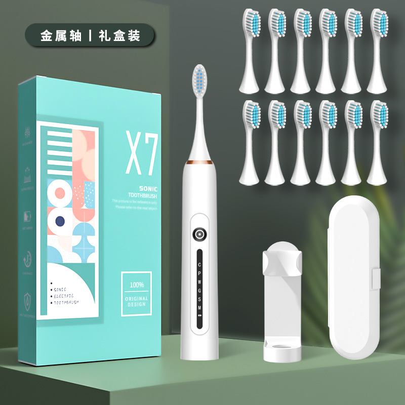 X-7 화이트 칫솔모 12개 + 스탠드 + 여행용 박스