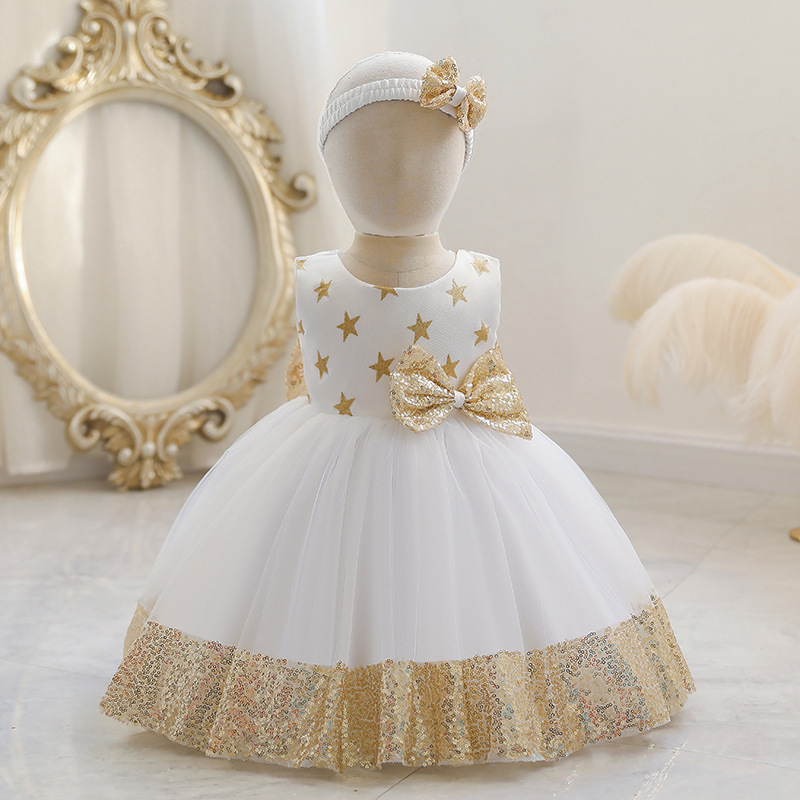 Girls sequined bowknot tutu skirt childr...