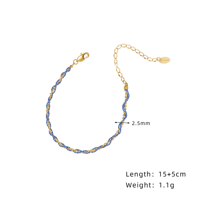 ブレスレットとアンクレット グリーン端午節カラーロープ親友ギフトロイヤルブルーパールセットチタン鋼メッキ18KゴールドSL121|undefined