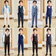 儿童春秋季马甲套装男童西装生日花童表演主持礼服中小童西服批发