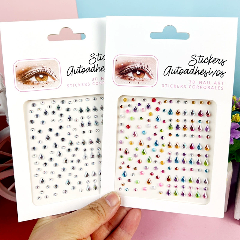 Трансграничные глаза Алмазные капли воды сердце наклейки для макияжа глаз сценические круглые самоклеящиеся трехмерные выступления для детей AB яркий бриллиант