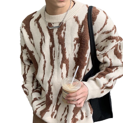 Autumn/Winter Trend Brand Streetwear Colorblock Relaxed Style Coarse Knit Korean Style Men's Thick & Versatile Sweater