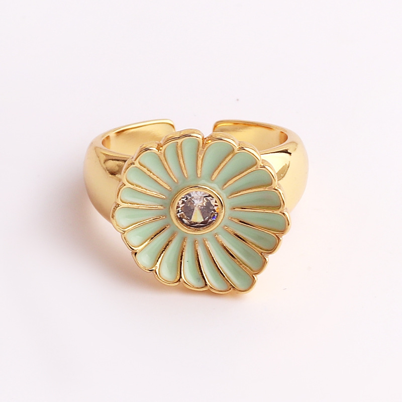 Simple Style Flower Copper Plating Open Ring 1 Piece