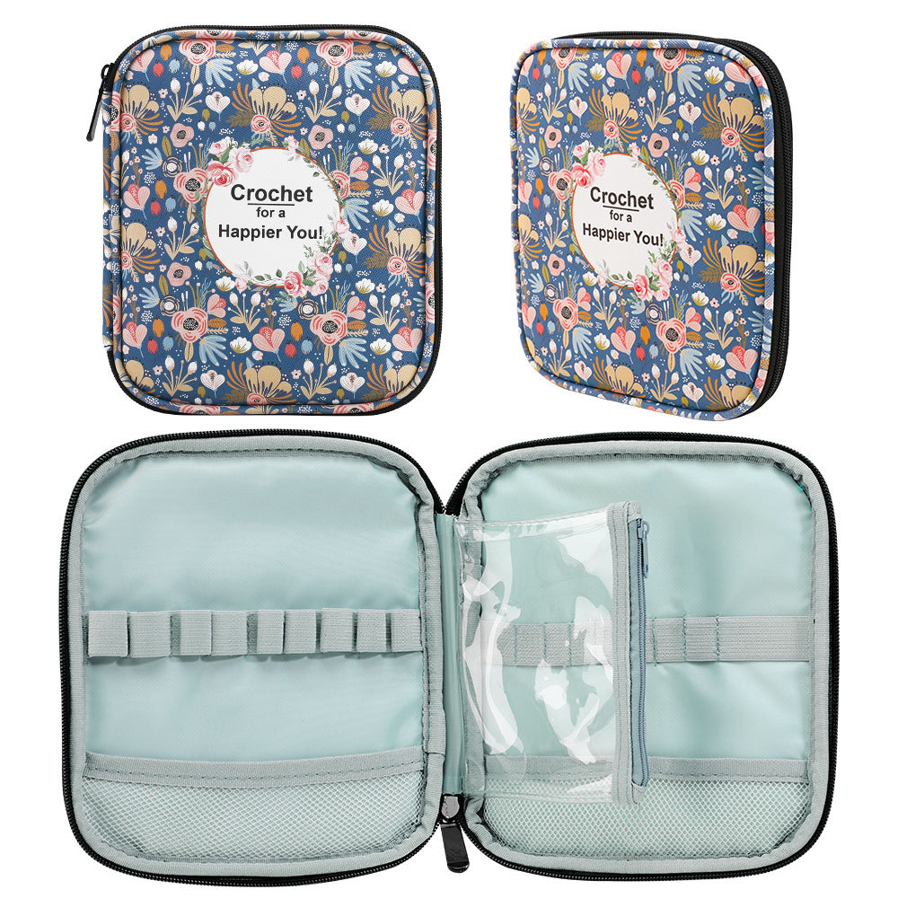 Amazon floral herramienta de tejer accesorios de ganchillo DIY palo de impresión de aguja bolsa de almacenamiento suéter traje de aguja bolsa de almacenamiento