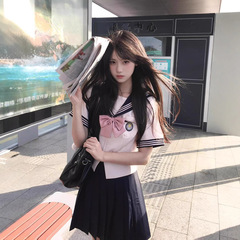 セーラー服オリジナル jk 制服女性スーツ桜シーズンプリーツスカート日本カレッジ JK 女性夏