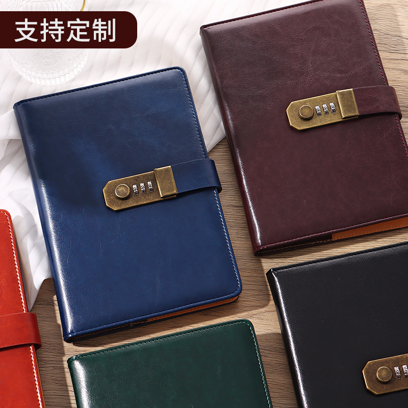 Cuaderno al por mayor A5 retro contraseña libro con cerradura Diario Negocio creativo trabajo manual mano impreso logo