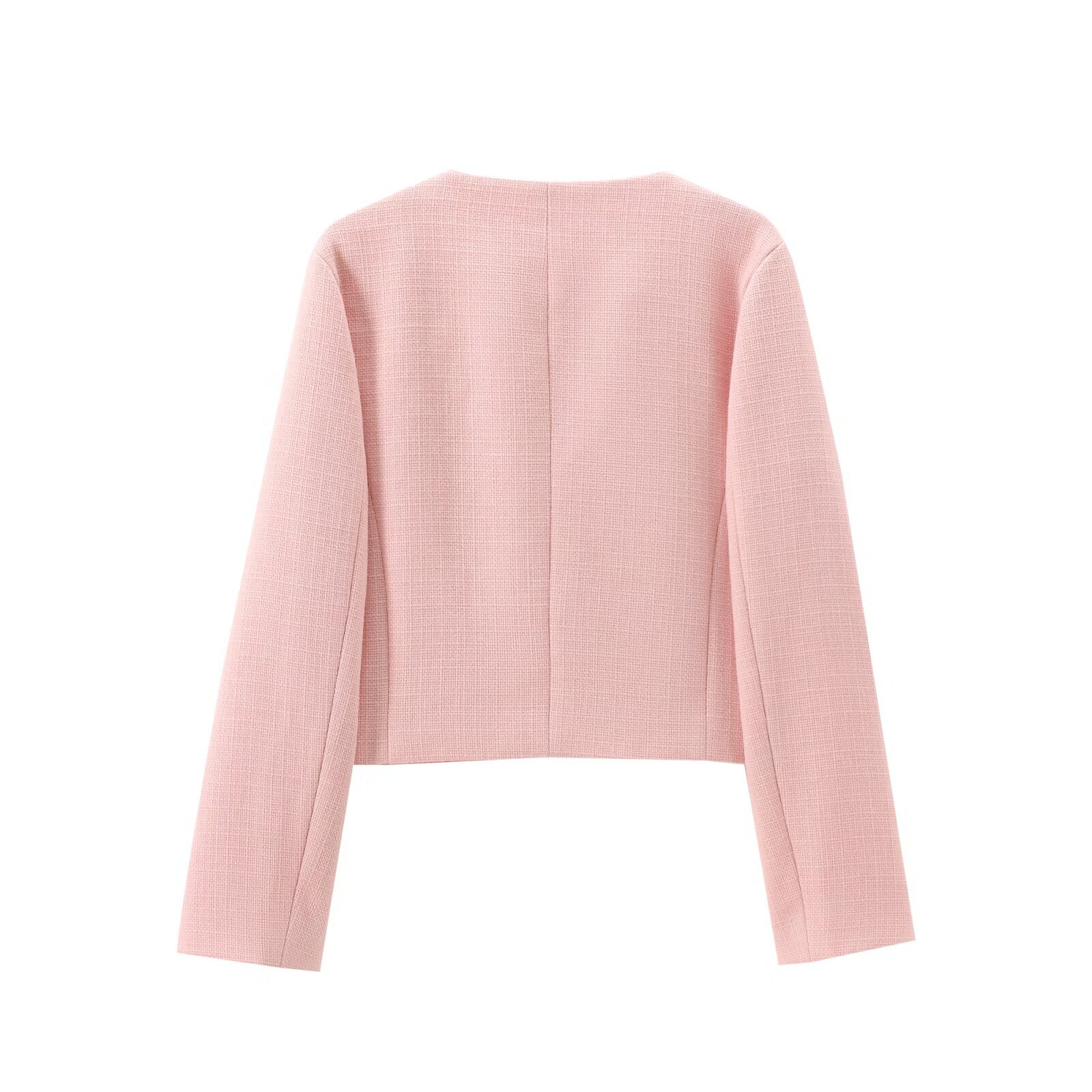 420g Weight Casual Jacket Outerwear Type Long Sleeve Sleeve Length Single Breasted Placket Type Regular Sleeve Sleeve Type Polyester Fabric Type Short Top Length Coat Tops Type Casual, Daily Occasion Round Neck Neckline Regular Fit Fit Type Solid Color Pattern Spring, Autumn Season Women's Gender Pocket Design Elegant, Streetwear Style Women's Elegant Streetwear Solid Color Pocket Single Breasted Coat Casual Jacket 20