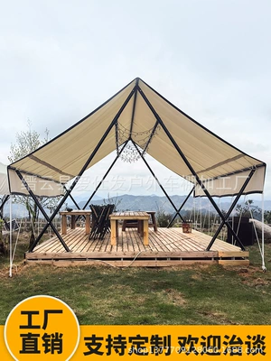 Internet Celebrity Camp Triangle Hotel Canopy Professional Outdoor Restaurant Rooftop Camping Style Tent 5 to 8 People Rainproof and Windproof