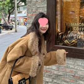 冬季新款时尚百搭单排扣翻领双面穿通勤气质外穿大衣减龄上衣