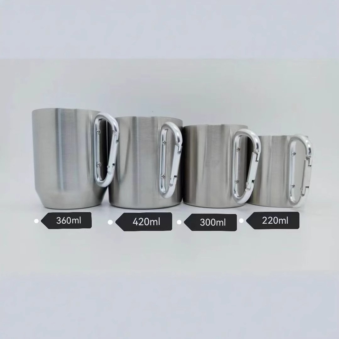 Nueva taza de acero inoxidable 304 taza de montaña portátil al aire libre simple taza de agua de oficina taza de café doble al por mayor