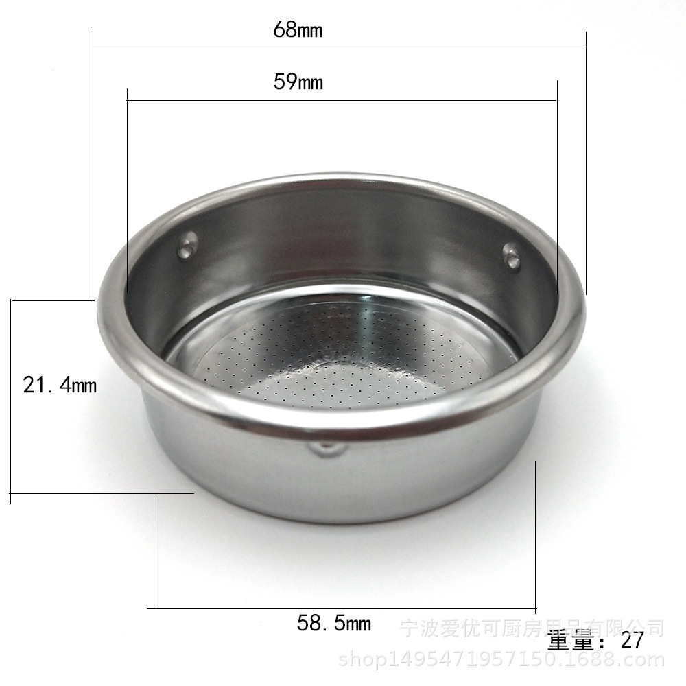 51MM máquina de café de alta presión Doble Taza 2 Taza colador poroso sin presión Americano tanque de polvo de una sola capa de acero inoxidable tazón de polvo