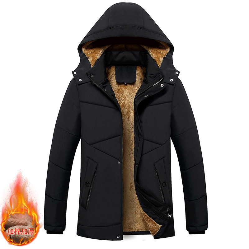 Chaqueta de algodón de invierno nueva chaqueta de algodón de mediana edad, chaqueta simple y cómoda chaqueta con capuz al por mayor