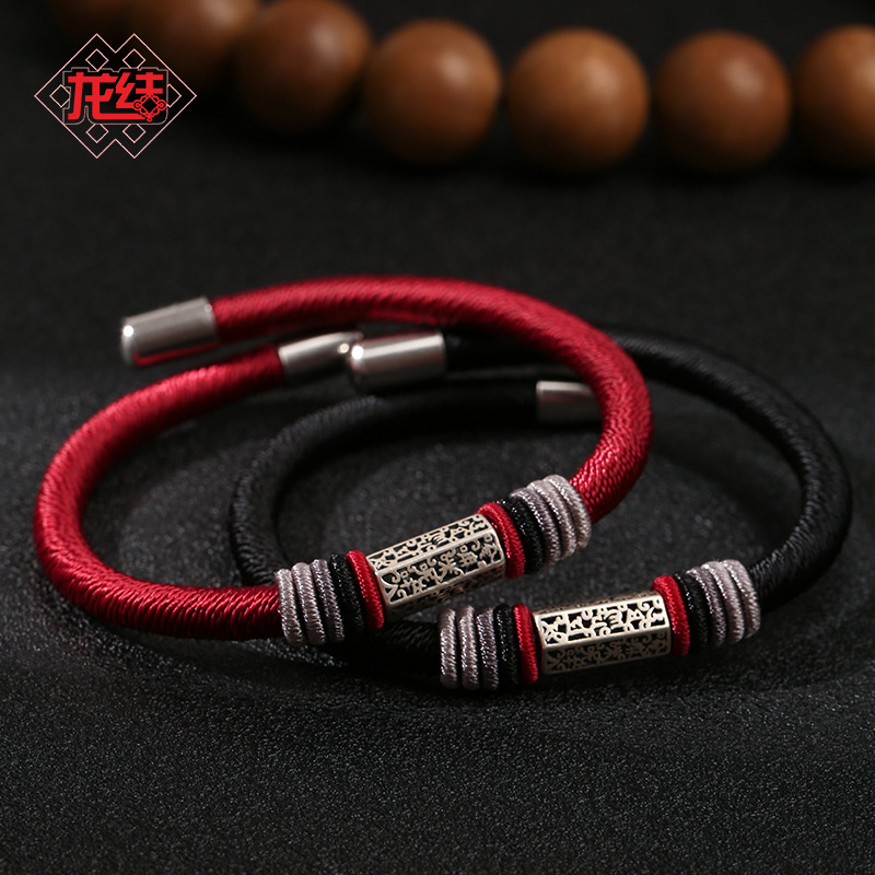 Dragon knot new national tide six-character mantra woven hand rope nine times kaya diamond knot S925 bracelet ethnic style lovers