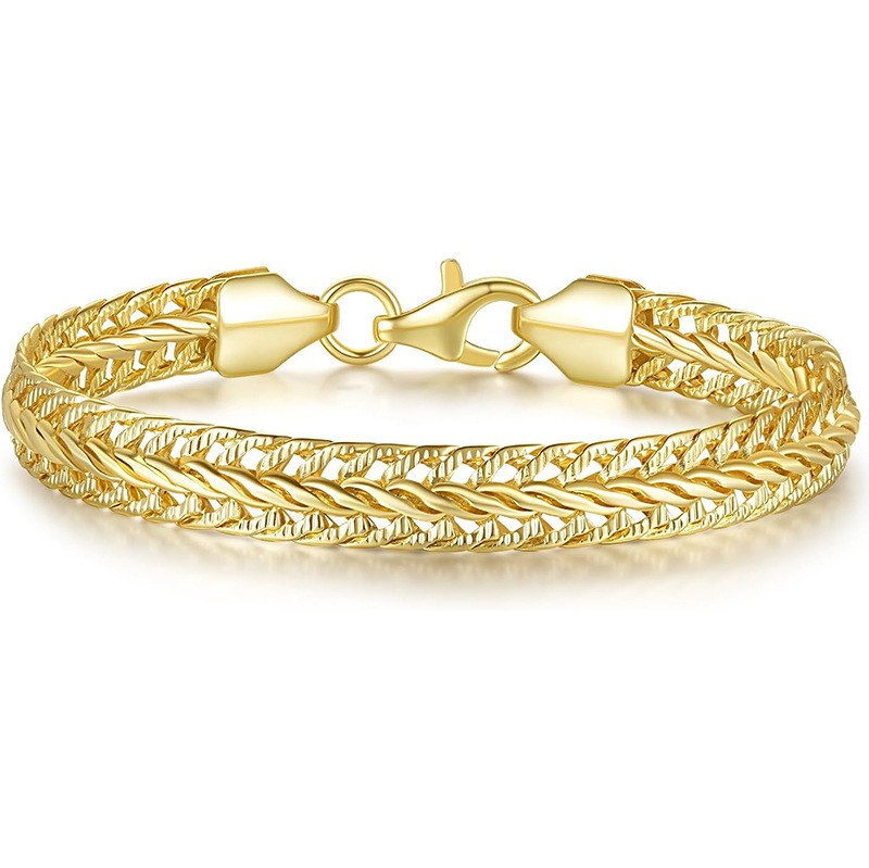 Cross-Border 14K Gold Bracelet for Women, Anti-Rust Gold Chain Bracelet, Shiny Men's Gold Bracelet, Fox Tail Chain Love Bracelet Cross-Border 14K Gold Bracelet for Women, Anti-Rust Gold Chain Bracelet, Shiny Men's Gold Bracelet, Fox Tail Chain Love Bracelet