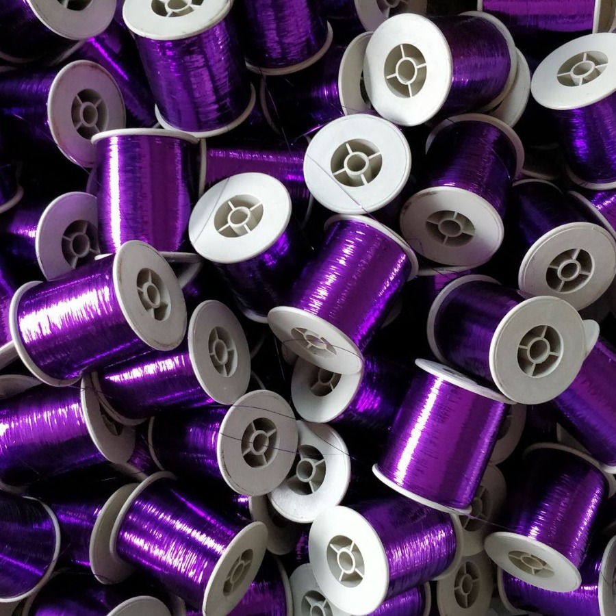 夹心淡金线花式纱线亮枪灰色亮片线香槟金铝箔纸剪裁片形状