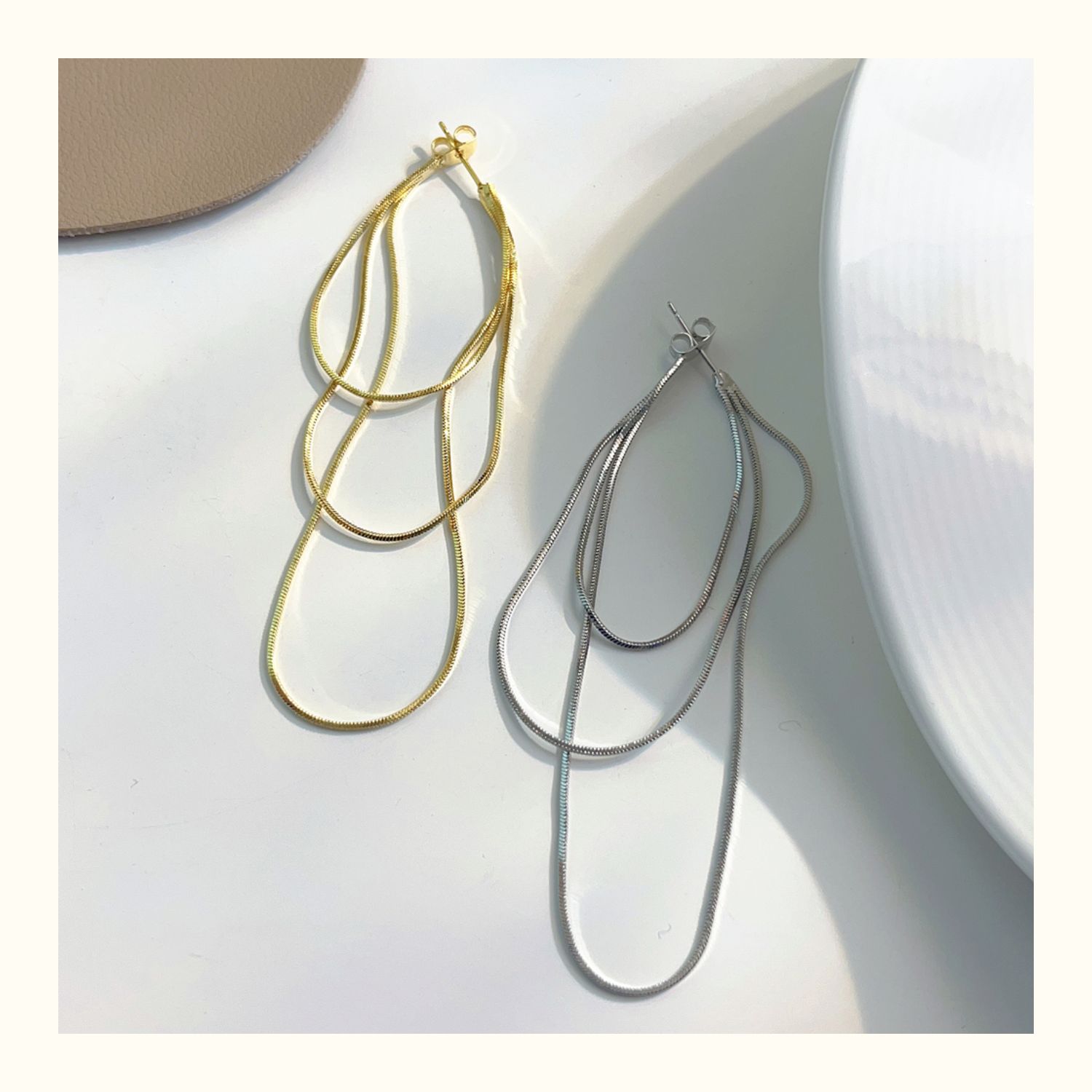 1 Pair Simple Style Geometric Plating Brass Drop Earrings display picture 3