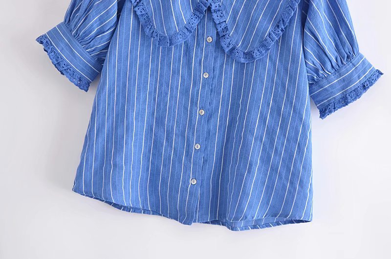 spring lapel striped short-sleeved shirt  NSAM44977