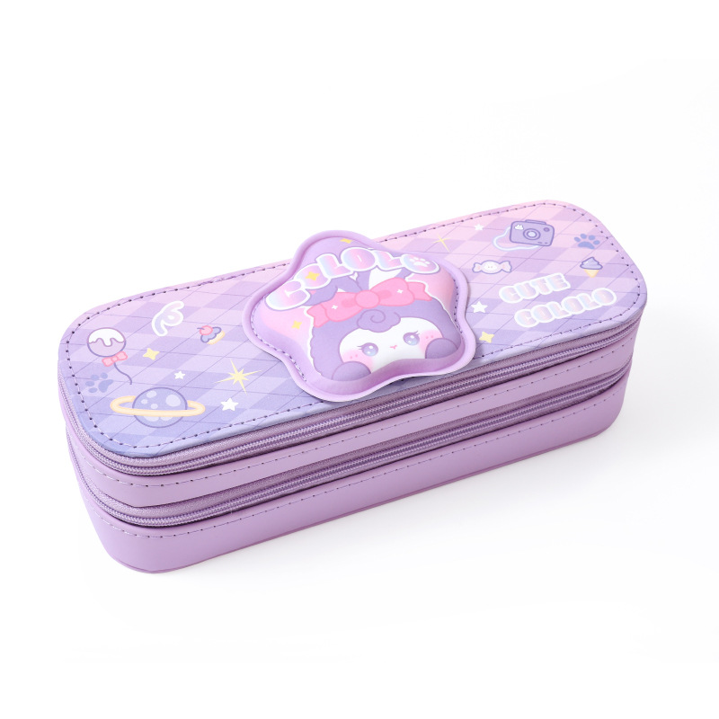 Children's double-layer capacious pencil case for students