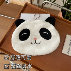 可愛熊貓擦手巾掛式吸水不掉毛抹手布洗手間廚房方巾加厚擦手布