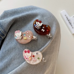 厚い酢酸小さなカシュー kt 猫のヘアクリップファッションレトロカラーダイヤモンド前髪クリップ韓国インサイドクリップカモノハシクリップ