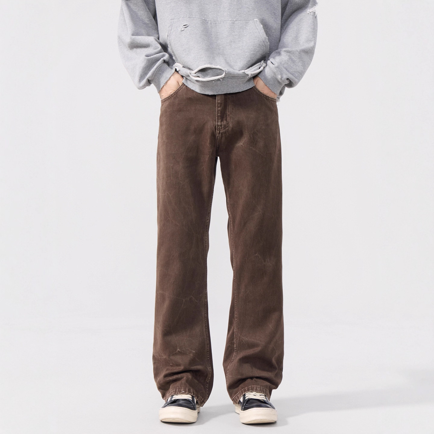 美拉德穿搭男秋冬新款美式高街牛仔裤收腿显瘦百搭牛仔潮流长裤