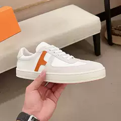 Four-Season Flat Lace-Up Suede Leather Two-Tone White Sneakers Korean Fashion Casual Skate Shoes for Men