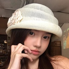 赫本风山茶花卷边贝雷帽女夏季薄款透气礼 帽显脸小帽子画家 帽