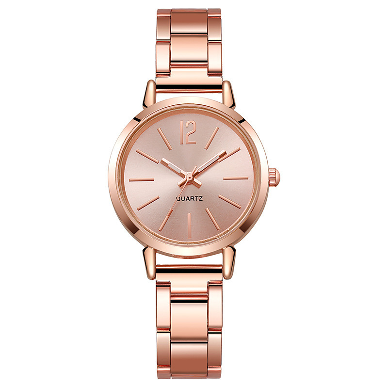 Nueva correa de acero de comercio exterior para mujer, moda simple, redonda, correa de acero pequeña de oro, reloj de cuarzo, reloj de moda para estudiantes de mujer