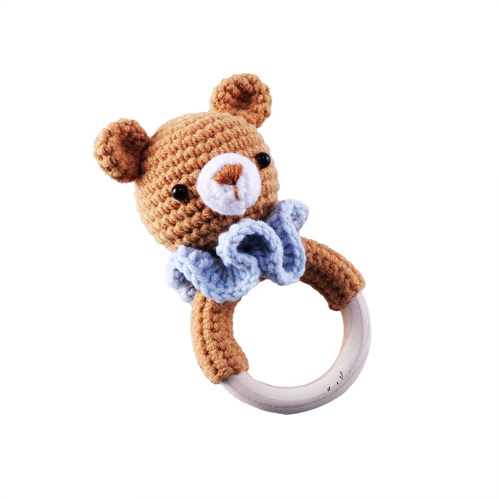 Baby Knitted Rattle Bell Wooden Ring Sounding Rattle Toy Rattle Toy Baby Soothing Doll Hand Crocheted Weaving display picture 1