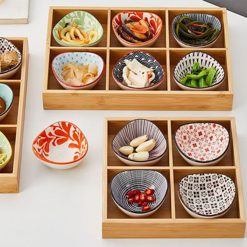 囲炉竹木九宮格食器皿火鍋店ソース皿野菜トレー焼肉木皿盛り合わせ
