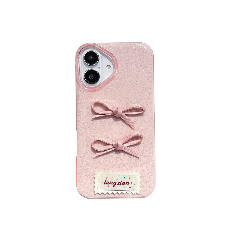 フラッシュ粉立体蝶ネクタイiPhone14/13はアップル16/15promax携帯電話ケースの転倒防止カバーを適用している|undefined
