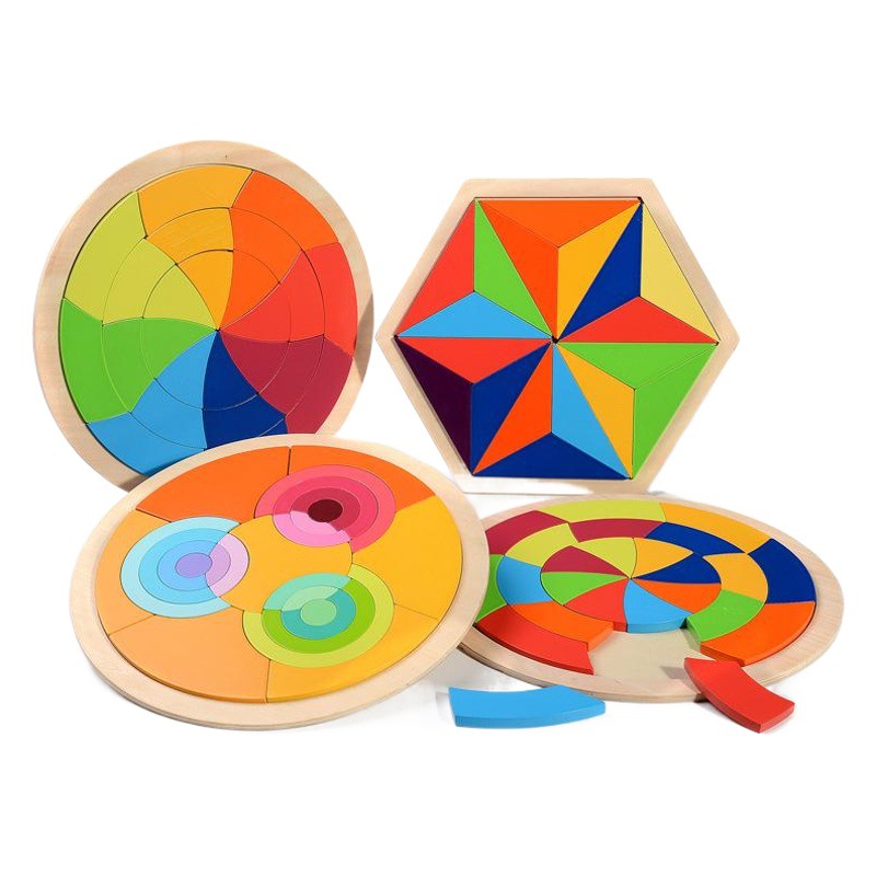 Bebé Rainbow inteligencia rompecabezas bloques de construcción de madera educativos de los niños educación temprana juguetes educativos se pueden personalizar suministro directo de fábrica
