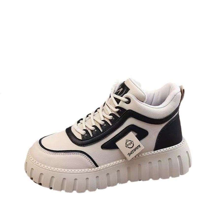 High-top Platform Winter Sneakers, Fleece-Lined Thick Sole, Women's Sizes 36–40
