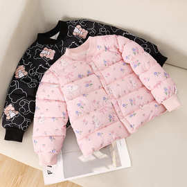 秋冬季新款儿童羽绒棉内胆卡通碎花保暖男童女童棉衣外套中小童