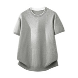 ZY8116-3D简约高级感上衣宽松休闲T恤美式假两件短袖针织衫，男装针织衫/毛衣，星座614