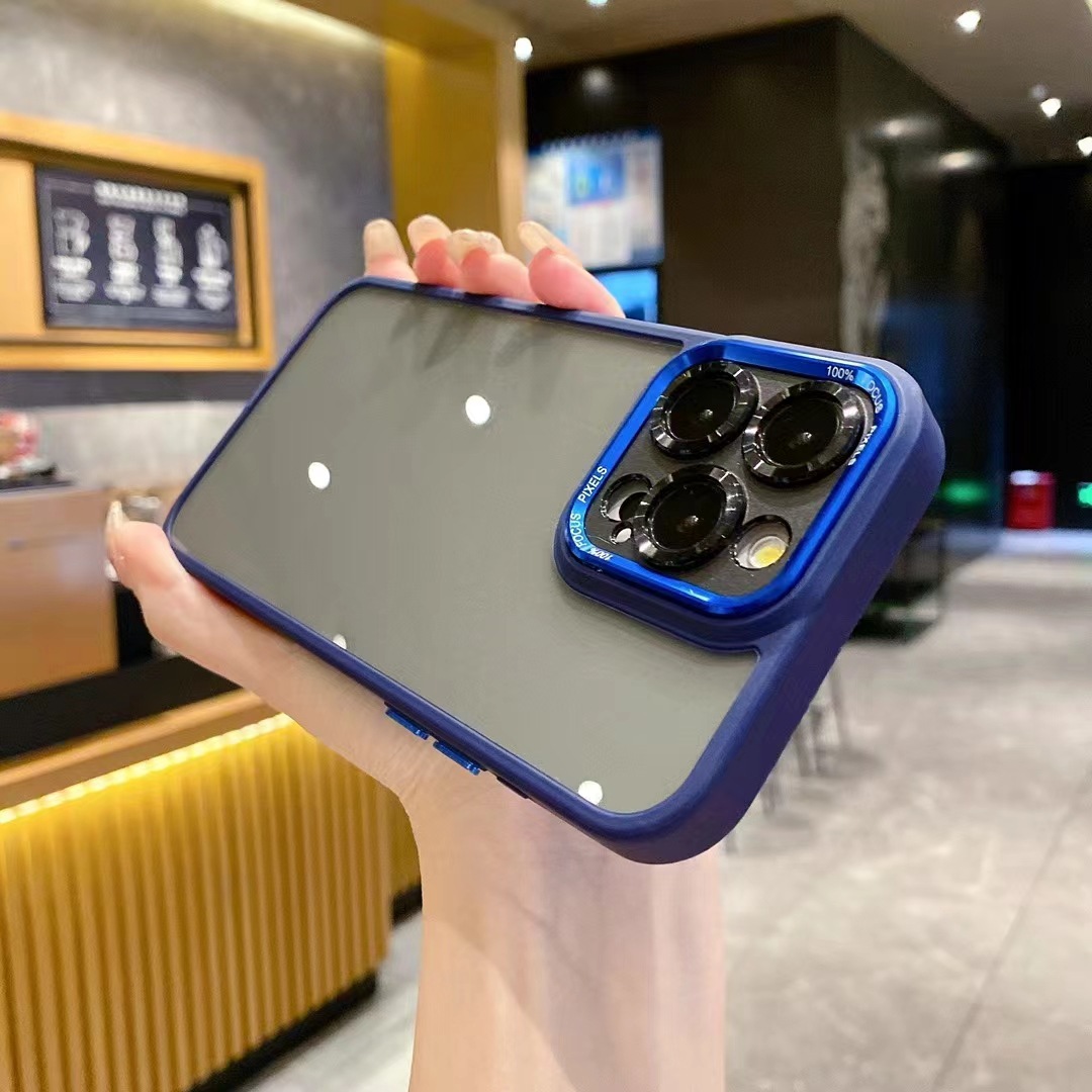 Lente de metal simple y de alta calidad para iPhone13 funda para teléfono móvil 15ProMax Apple 14 hombres y mujeres 12 nuevos