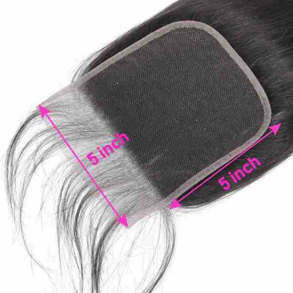 Peluca con Cierre 5x5 de Cabello Humano Real, Postizo de Encaje 5x5, Cierre de Cabello Humano