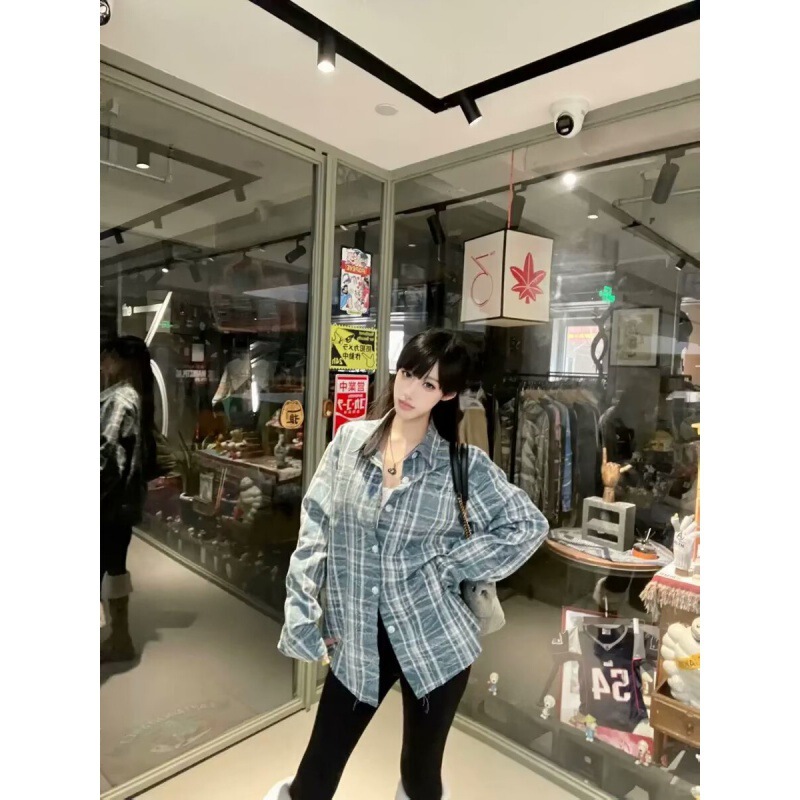 Japanese Style Retro Plaid Long-sleeved Shirt Men's Spring and Autumn Loose Sunscreen Shirt Sunny Clean Men's Wear Coat Trendy