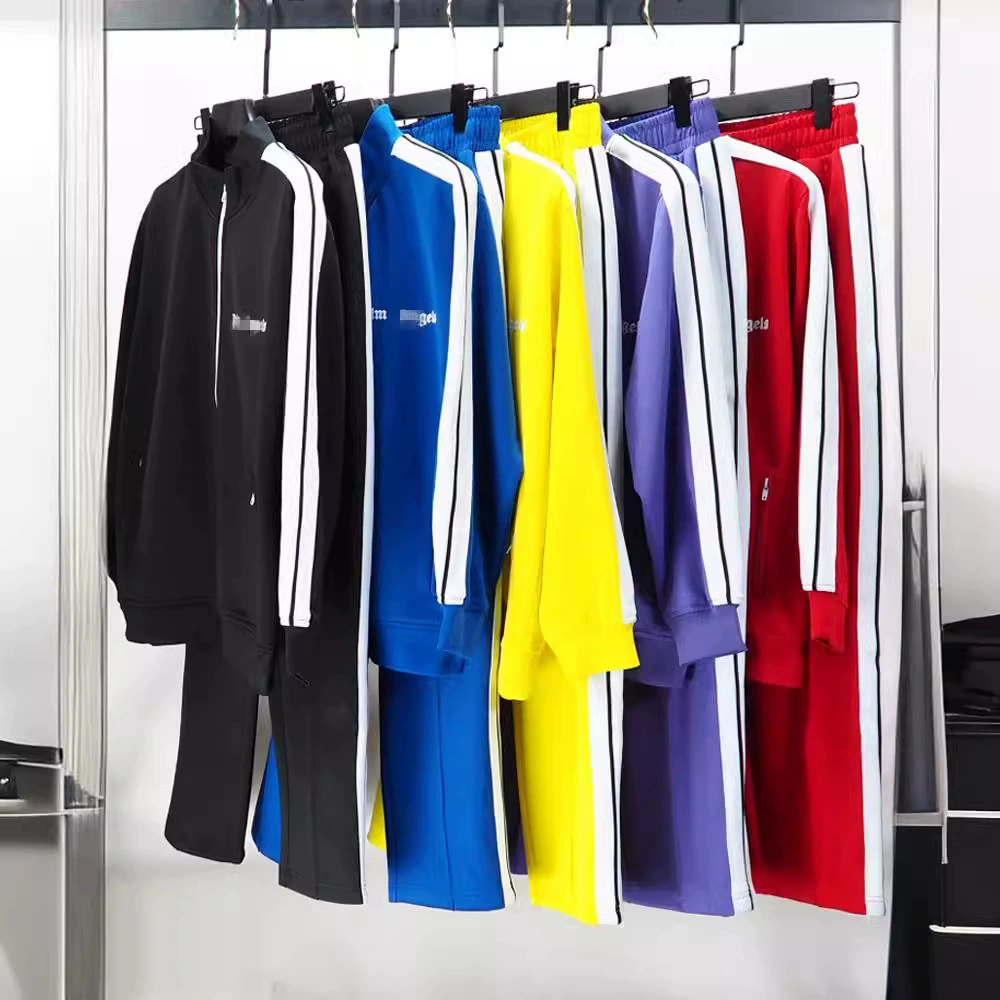 Оптовый бренд Tide Palm Angel Rainbow Strip, подходящий по цвету спортивный костюм, мужской и женский свободный повседневный костюм для пар, High Street, Tide