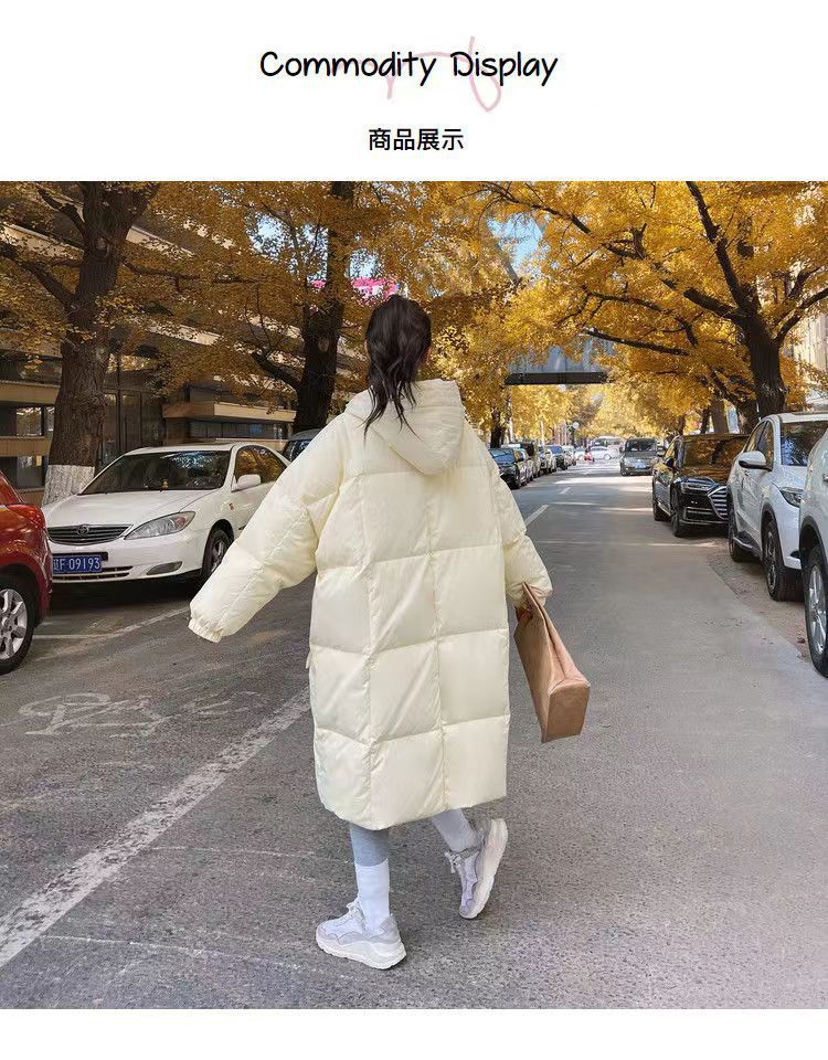 奶黄羽绒棉服女中长款2022冬新款韩版chic面包服宽松加厚棉衣外套详情5