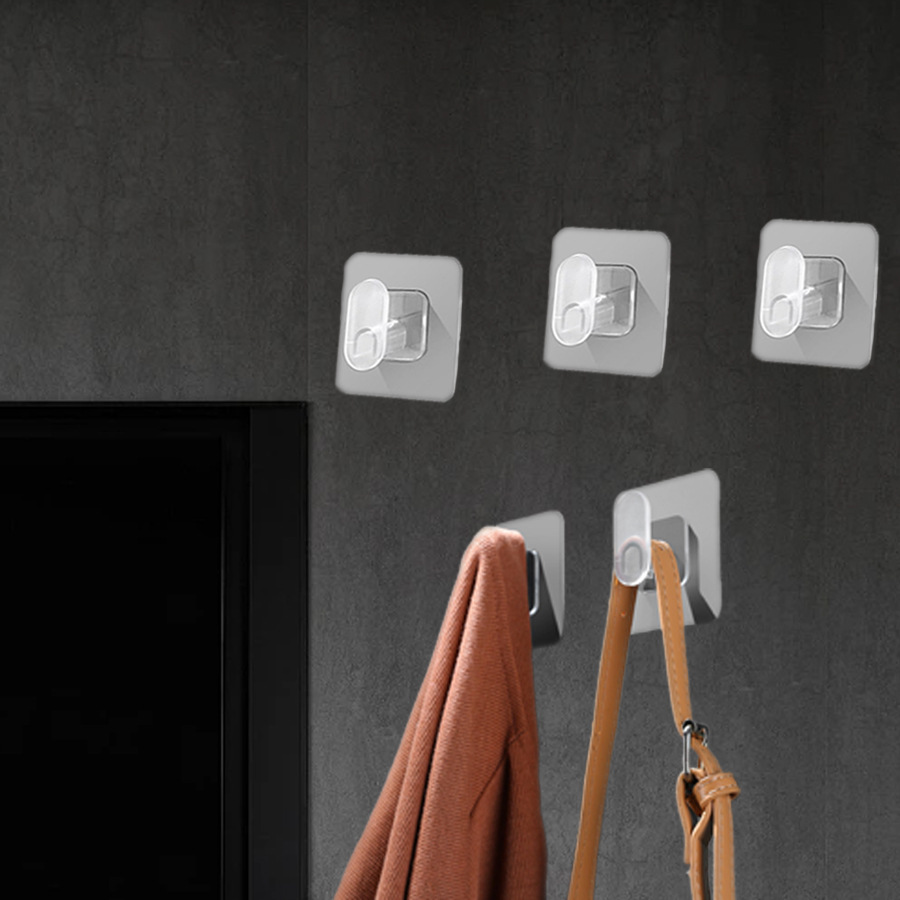 Large-sized, seamless, strong coat hook for kitchen and bathroom, transparent pattern, load-bearing, creative adhesive hook pic 10