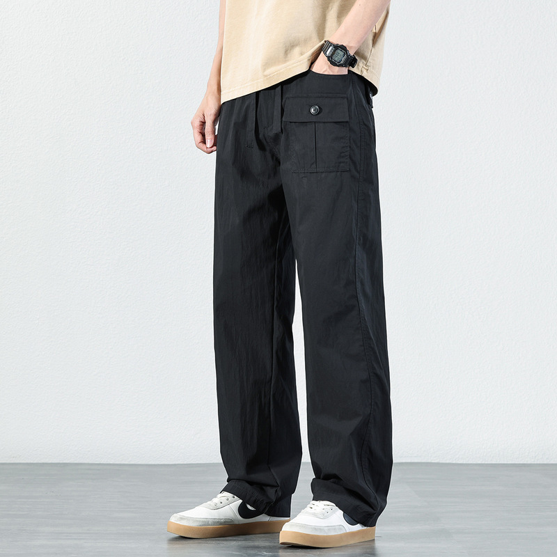2025 Spring and Summer New Quick-Drying Casual Pants for Men, Loose Straight-Leg Trendy Multi-Pocket Thin Pants, Versatile Sports